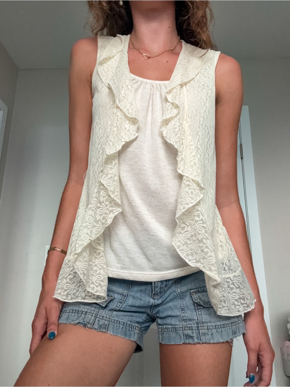 Cream Lace Ruffle Camisole